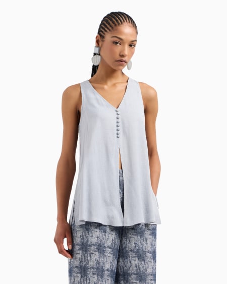 Armani Top Con Escote De Pico De Viscosa Texturizada