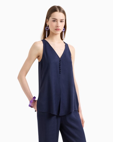 Armani Top Con Escote De Pico De Viscosa Texturizada