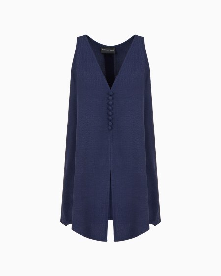 Armani Top con escote de pico de viscosa texturizada