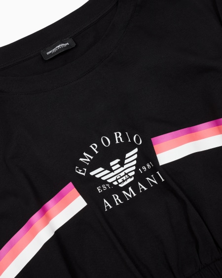 Armani Top Corto De Estar Por Casa En Algodón Orgánico Iconic Con Banda Con Logotipo ASV