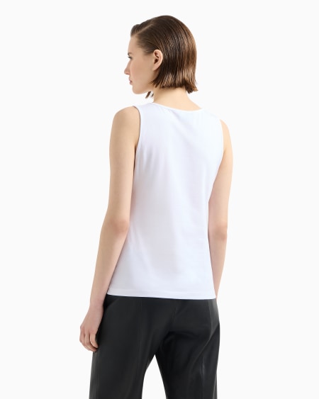 Armani Top De Punto De Algodón Elástico Con Logotipo