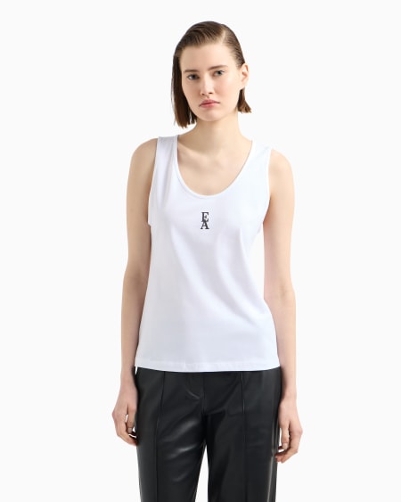 Armani Top De Punto De Algodón Elástico Con Logotipo