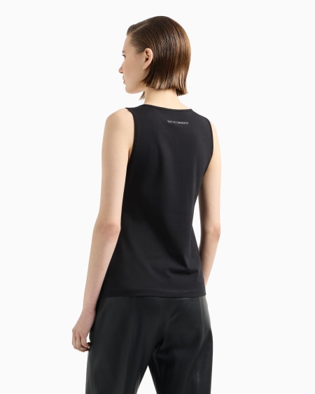 Armani Top De Punto De Algodón Elástico Con Logotipo