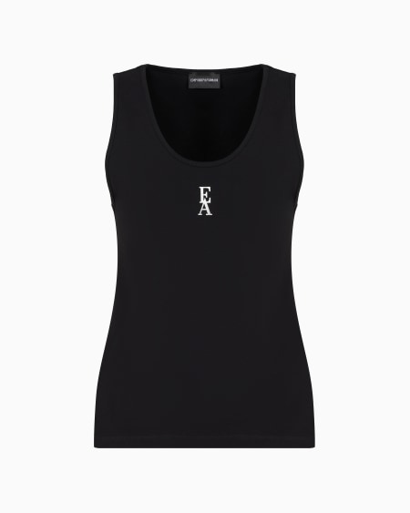 Armani Top de punto de algodón elástico con logotipo