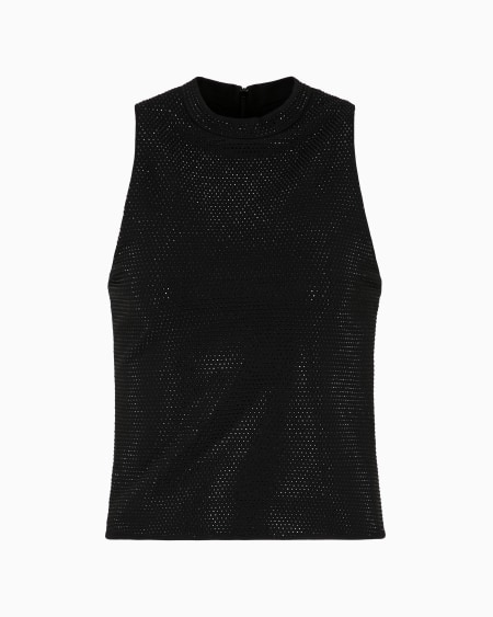 Armani Top de punto interlock con aplicación integral de microtachuelas