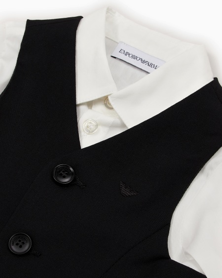 Armani Traje Compuesto Por Camisa Chaleco Y Pantalones De Lana Fría