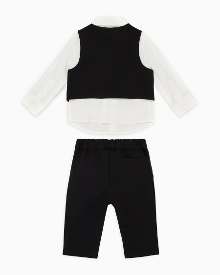 Armani Traje Compuesto Por Camisa Chaleco Y Pantalones De Lana Fría