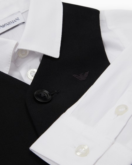 Armani Traje Compuesto Por Camisa Chaleco Y Pantalones De Lana Fría