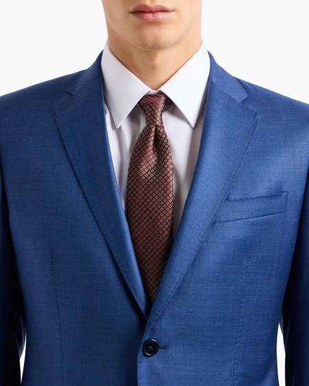 Armani Traje De Abotonadura Sencilla De Grisalla Con Acabado Sedoso