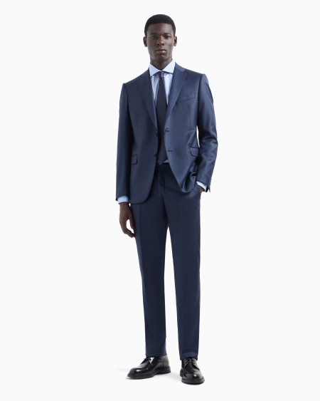 Armani Traje De Abotonadura Sencilla De Grisalla Con Acabado Sedoso