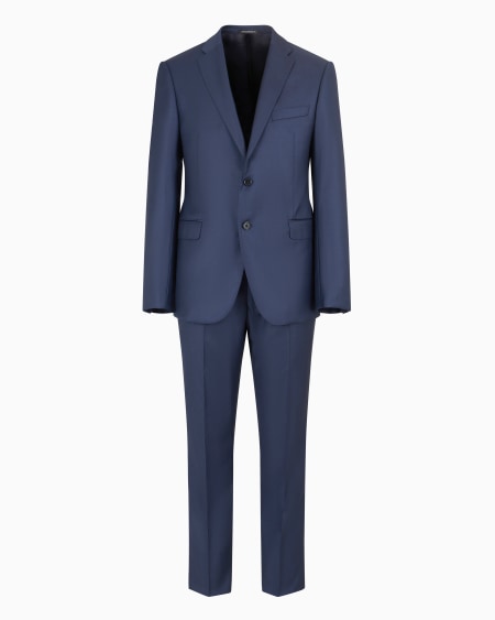 Armani Traje de abotonadura sencilla de grisalla con acabado sedoso