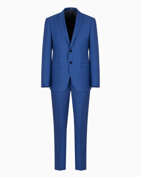 Armani Traje de abotonadura sencilla de grisalla con acabado sedoso