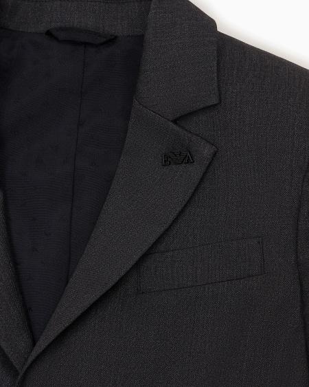 Armani Traje De Abotonadura Sencilla De Tejido De Lana Fría Virgen