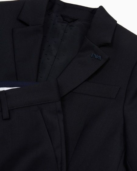 Armani Traje De Abotonadura Sencilla De Tejido De Lana Fría Virgen