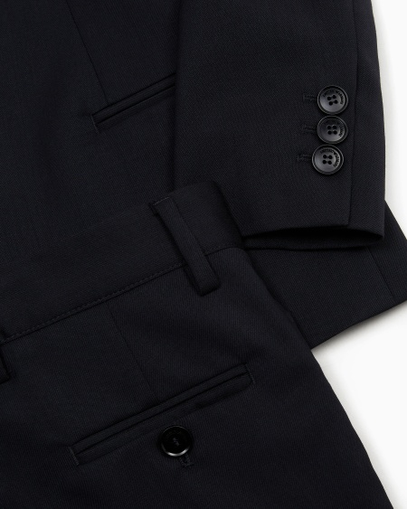 Armani Traje De Abotonadura Sencilla De Tejido De Lana Fría Virgen