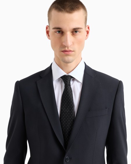 Armani Traje De Abotonadura Sencilla De Tejido De Lana Virgen Bielástico