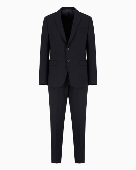 Armani Traje de abotonadura sencilla de tejido de lana virgen bielástico