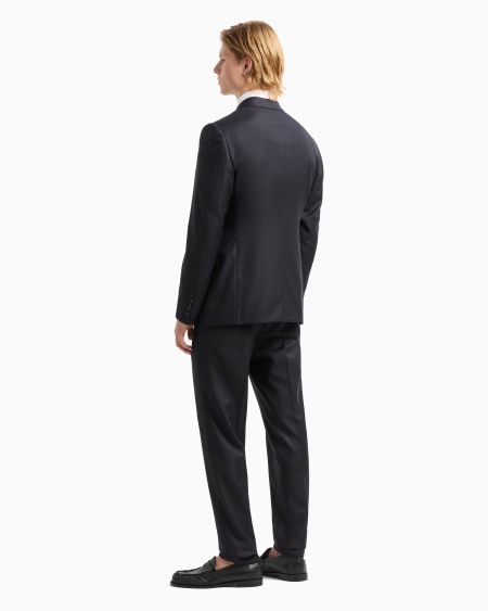 Armani Traje De Abotonadura Sencilla En Lana Fría Con Motivo Pata De Gallo En Tejido Jacquard