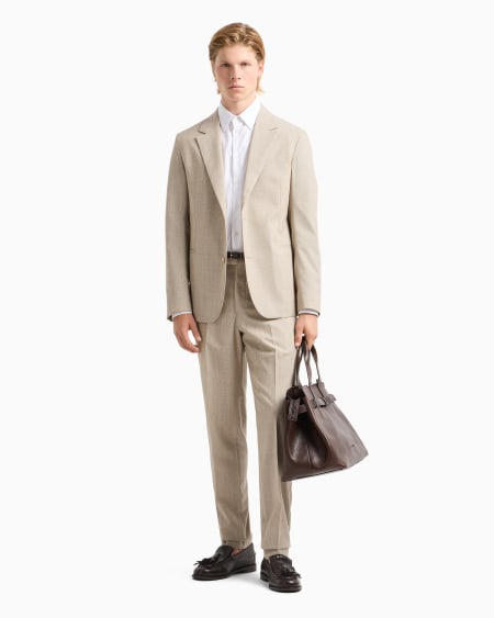 Armani Traje De Abotonadura Sencilla En Tejido De Lana Virgen Gales Mouliné