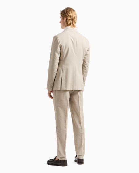 Armani Traje De Abotonadura Sencilla En Tejido De Lana Virgen Gales Mouliné