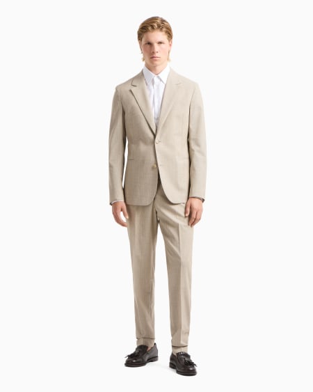 Armani Traje De Abotonadura Sencilla En Tejido De Lana Virgen Gales Mouliné