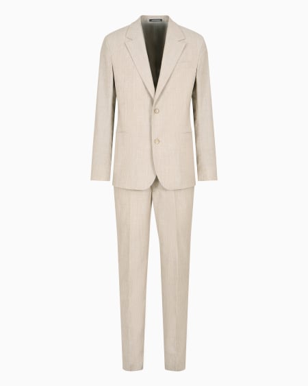 Armani Traje de abotonadura sencilla en tejido de lana virgen Gales mouliné