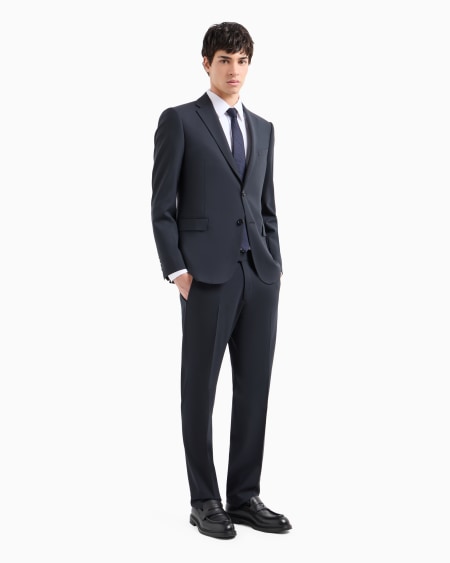 Armani Traje De Abotonadura Sencilla Slim Fit De Lana Fría Elástica Cepillada
