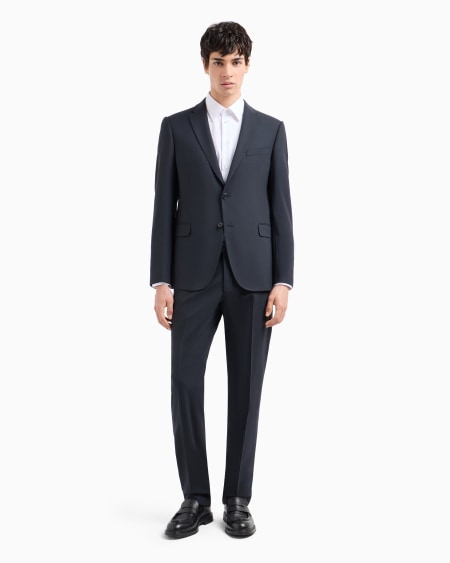 Armani Traje De Abotonadura Sencilla Slim Fit De Lana Fría Elástica Cepillada