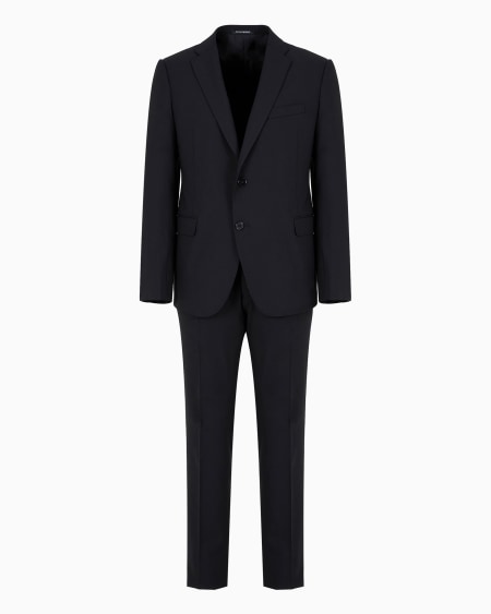 Armani Traje de abotonadura sencilla slim fit de lana fría elástica cepillada