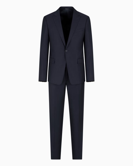 Armani Traje de abotonadura sencilla slim fit en lana virgen con microfantasía de tejido jacquard