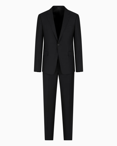 Armani Traje de abotonadura sencilla slim fit en lana virgen con microfantasía de tejido jacquard