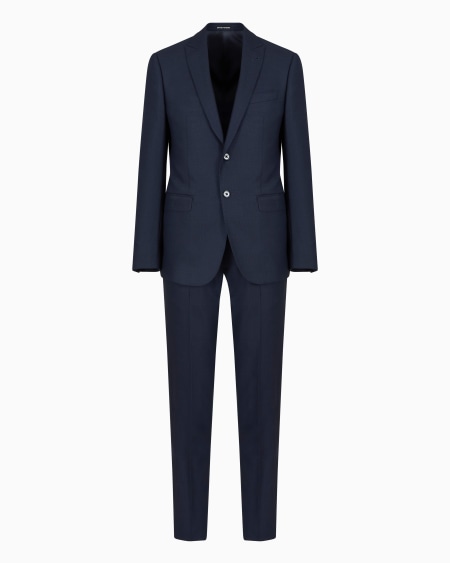 Armani Traje regular fit de abotonadura sencilla en lana fría con motivo ojo de perdiz