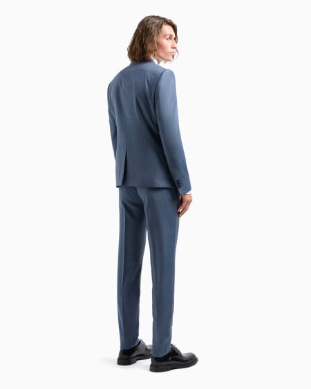 Armani Traje Slim Fit De Abotonadura Sencilla De Grisalla Con Acabado Sedoso