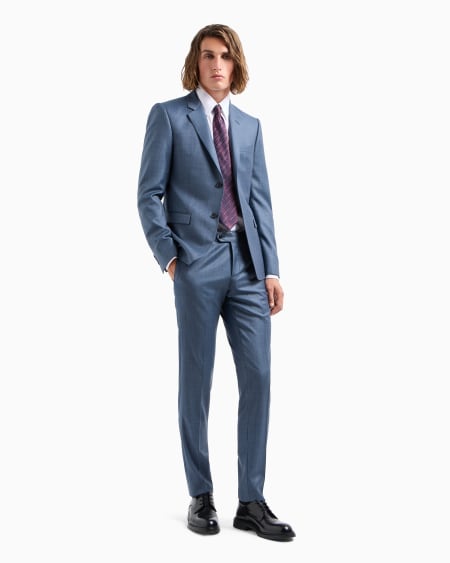 Armani Traje Slim Fit De Abotonadura Sencilla De Grisalla Con Acabado Sedoso