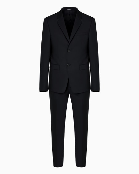 Armani Traje slim fit de abotonadura sencilla en lana fría efecto microjacquard tono sobre tono