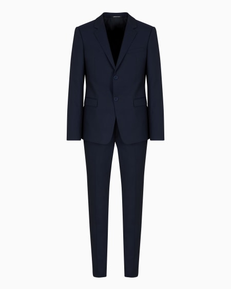 Armani Traje slim fit de abotonadura sencilla en lana fría efecto microjacquard tono sobre tono