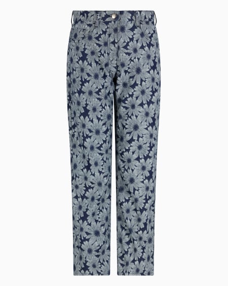 Armani Vaqueros de denim con motivo integral de margaritas en tejido jacquard cápsula Peace ASV