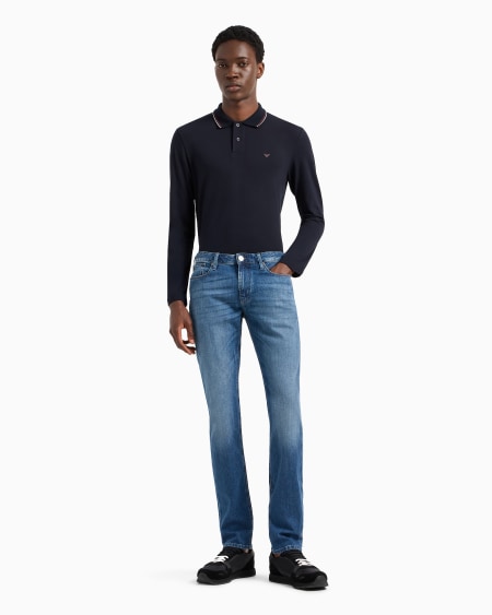 Armani Vaqueros J06 Slim Fit De Cómoda Sarga Denim Jaspeada De 10 onzas