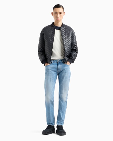 Armani Vaqueros J06 Slim Fit De Denim De 12 2 onzas Lavado A La Piedra Con Vetas