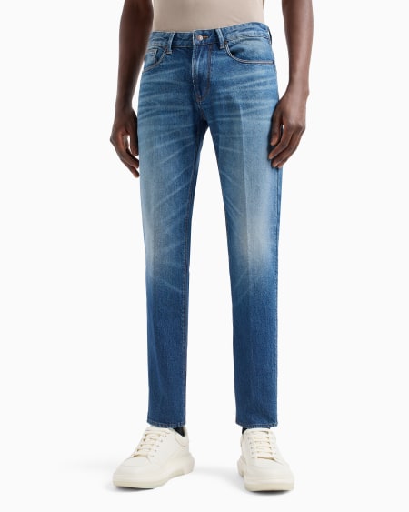 Armani Vaqueros J06 Slim Fit De Denim De 12 2 onzas Lavado A La Piedra Con Vetas