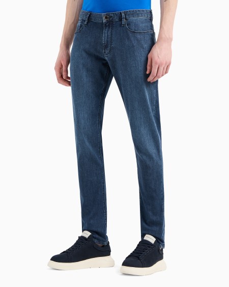 Armani Vaqueros J06 Slim Fit En Denim De 8 onzas Con Lavado Efecto Usado