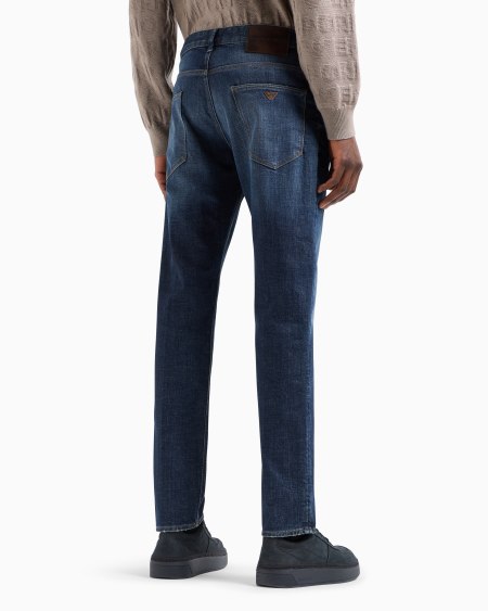 Armani Vaqueros J06 Slim Fit En Denim Elástico Con Lavado A La Piedra Y Roturas