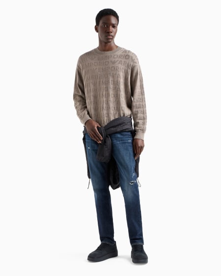 Armani Vaqueros J06 Slim Fit En Denim Elástico Con Lavado A La Piedra Y Roturas