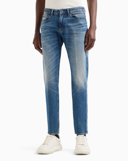 Armani Vaqueros J06 Slim Fit En Denim Elástico Con Lavado Aclarado Y Tratamiento Efecto Sucio