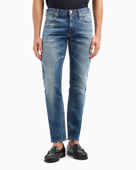 Armani Vaqueros J06 Slim Fit En Denim Lavado Con Líneas De Efecto Usado
