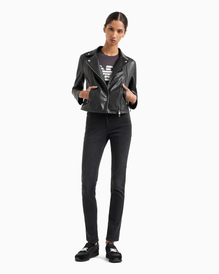 Armani Vaqueros J18 De Cintura Alta Y Pernera Ajustada En Cómodo Denim Lavado A La Piedra