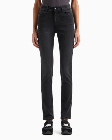 Armani Vaqueros J18 De Cintura Alta Y Pernera Ajustada En Cómodo Denim Lavado A La Piedra