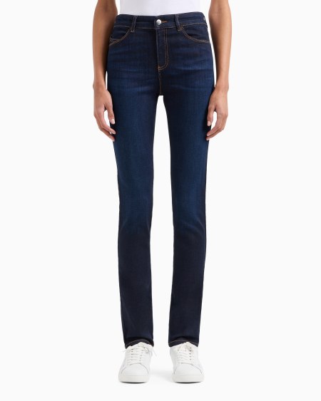 Armani Vaqueros J18 De Cintura Alta Y Pernera Ceñida En Denim Lavado De Mezcla De Lyocell
