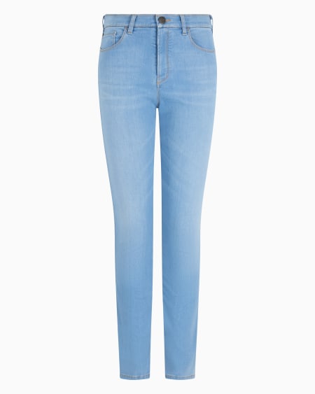 Armani Vaqueros J20 De Cintura Alta Y Pernera Superajustada De Denim Elástico Con Logotipo Grabado A Láser