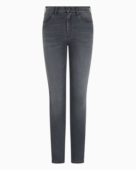 Armani Vaqueros J20 de cintura alta y pernera superajustada de denim elástico con logotipo grabado a láser